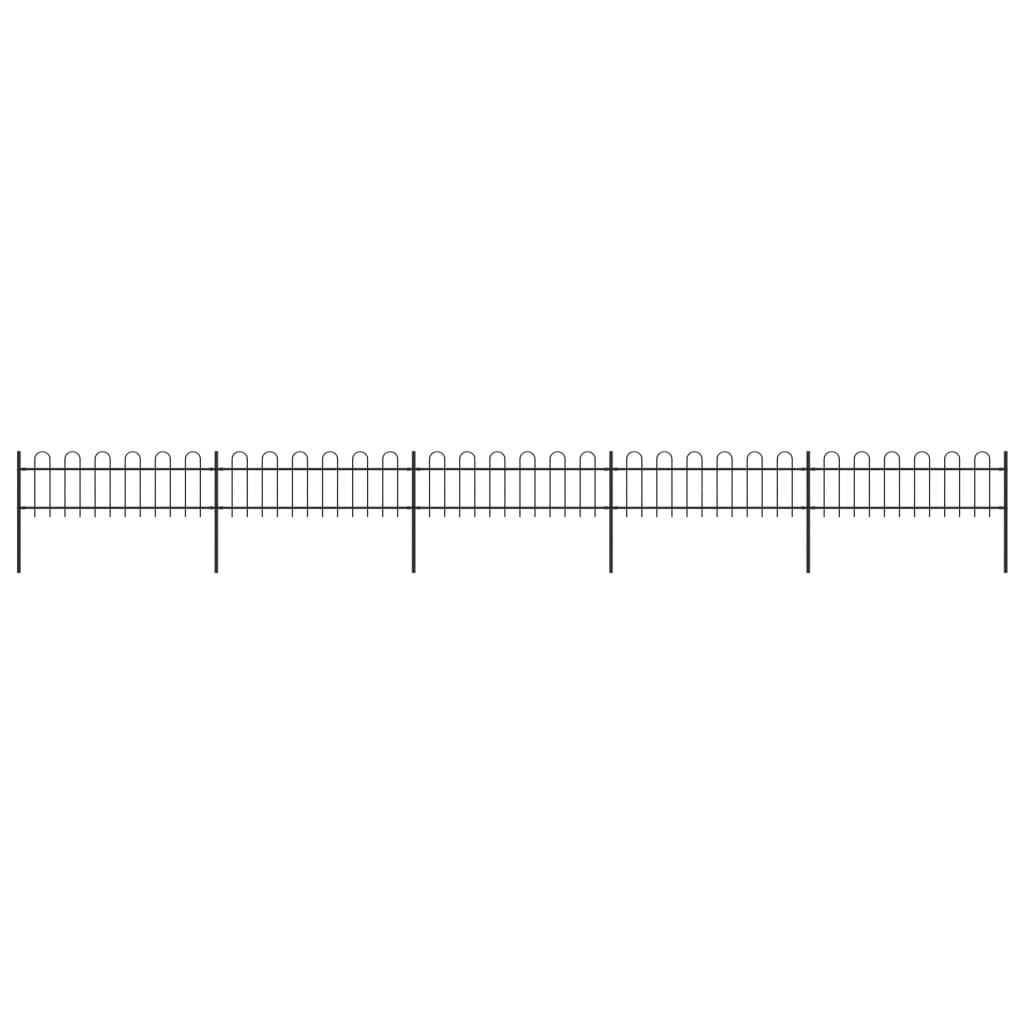 vidaXL Clôture de jardin avec dessus en cerceau Acier 8,5 x 0,6 m Noir