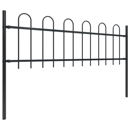 vidaXL Clôture de jardin avec dessus en cerceau Acier 8,5 x 0,6 m Noir