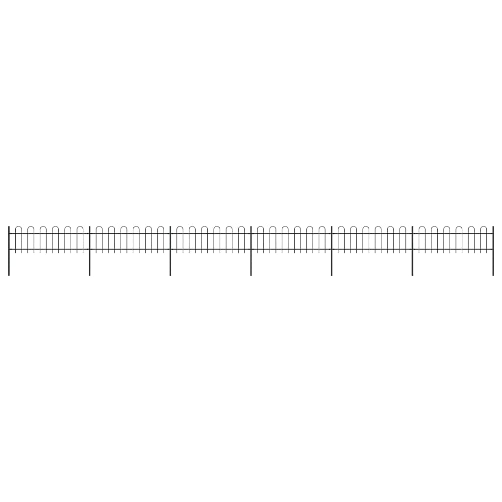 vidaXL Clôture de jardin avec dessus en cerceau Acier 10,2x0,6 m Noir