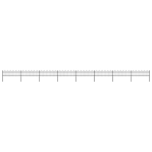 vidaXL Clôture de jardin avec dessus en cerceau Acier 13,6x0,6 m Noir