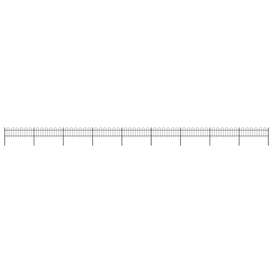 vidaXL Clôture de jardin avec dessus en cerceau Acier 15,3x0,6 m Noir