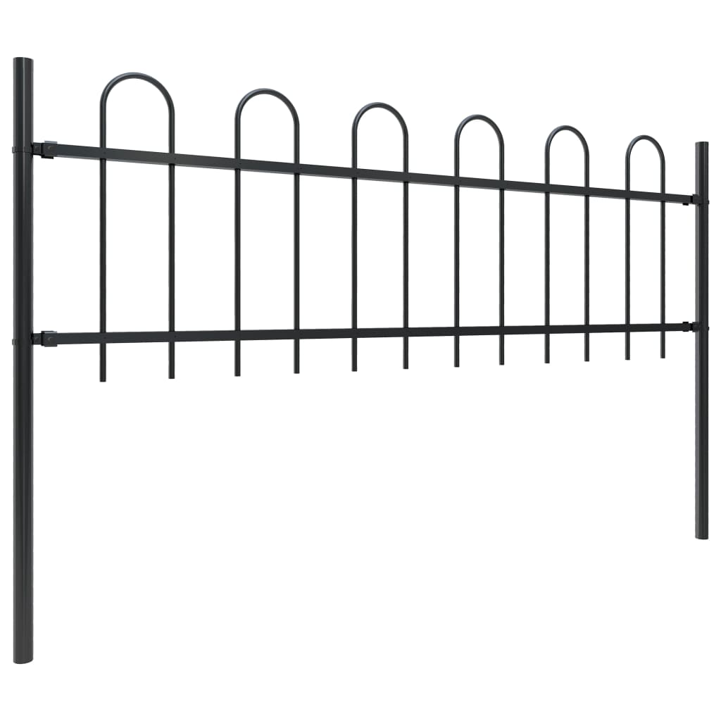 vidaXL Clôture de jardin avec dessus en cerceau Acier 15,3x0,6 m Noir