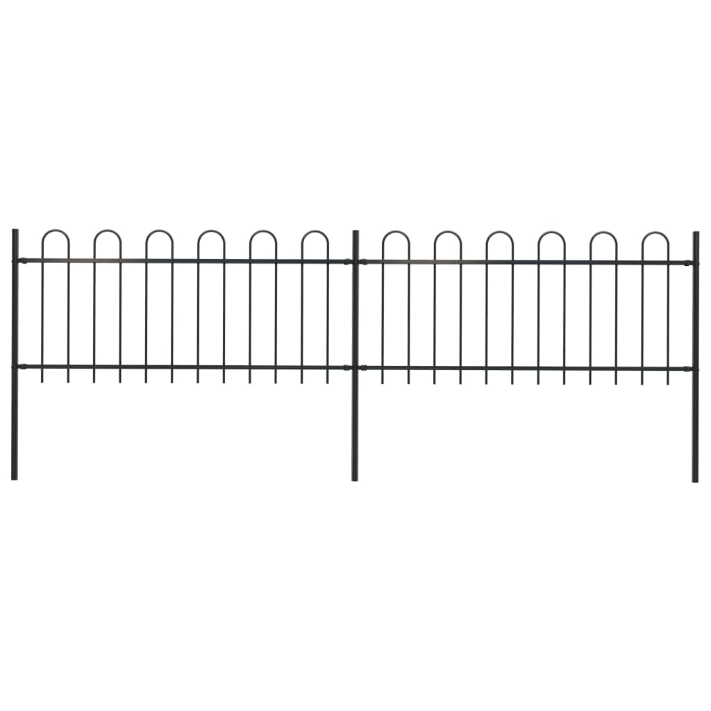 vidaXL Clôture de jardin avec dessus en cerceau Acier 3,4 x 0,8 m Noir