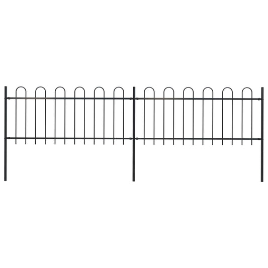 vidaXL Clôture de jardin avec dessus en cerceau Acier 3,4 x 0,8 m Noir