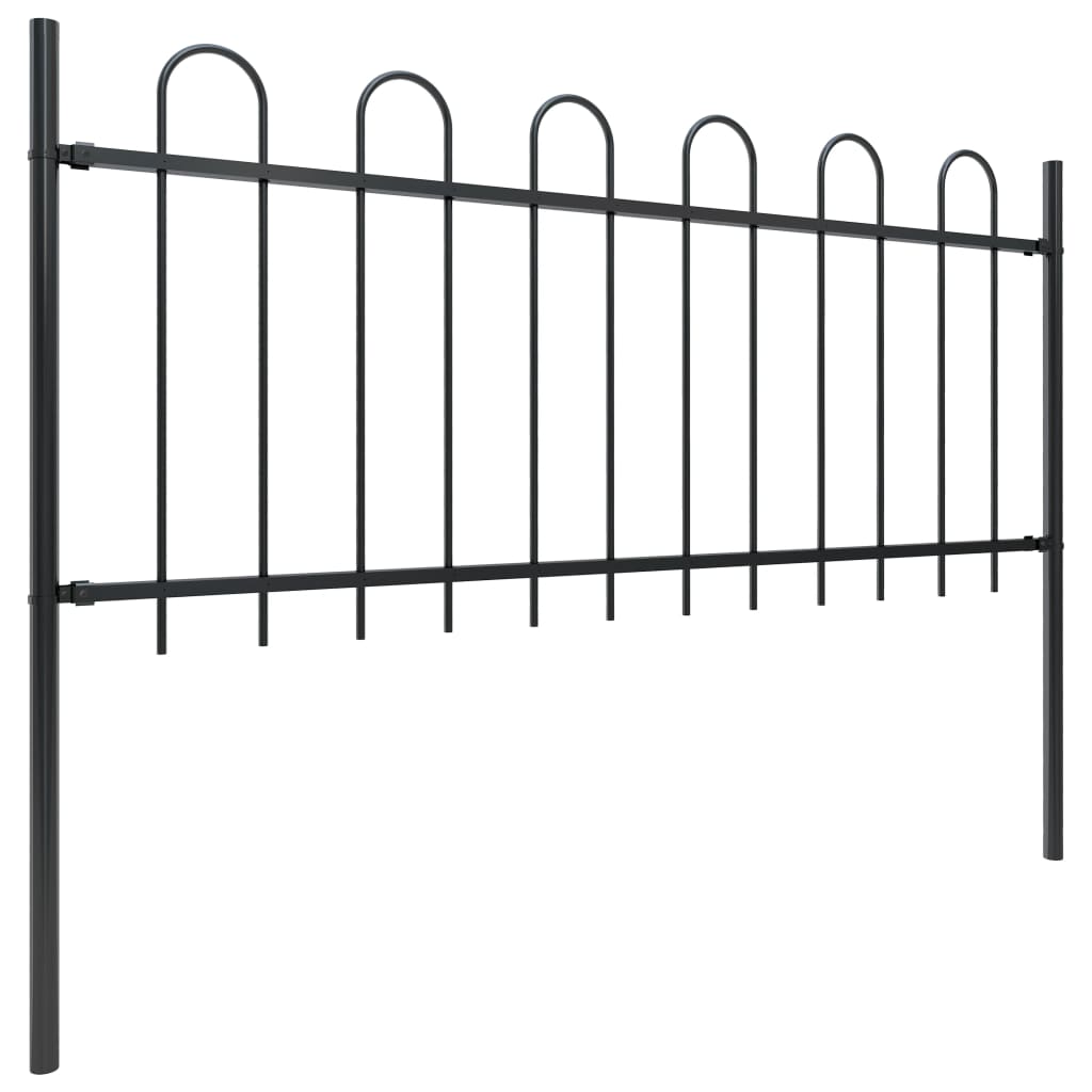 vidaXL Clôture de jardin avec dessus en cerceau Acier 3,4 x 0,8 m Noir