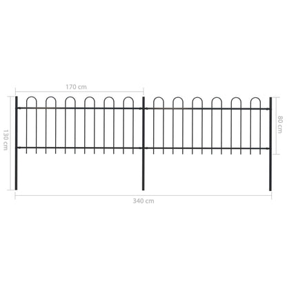 vidaXL Clôture de jardin avec dessus en cerceau Acier 3,4 x 0,8 m Noir