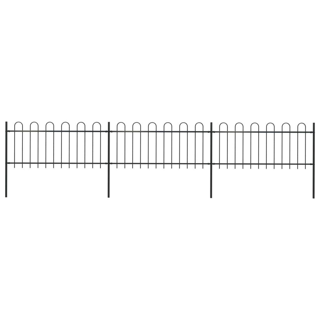 vidaXL Clôture de jardin avec dessus en cerceau Acier 5,1 x 0,8 m Noir