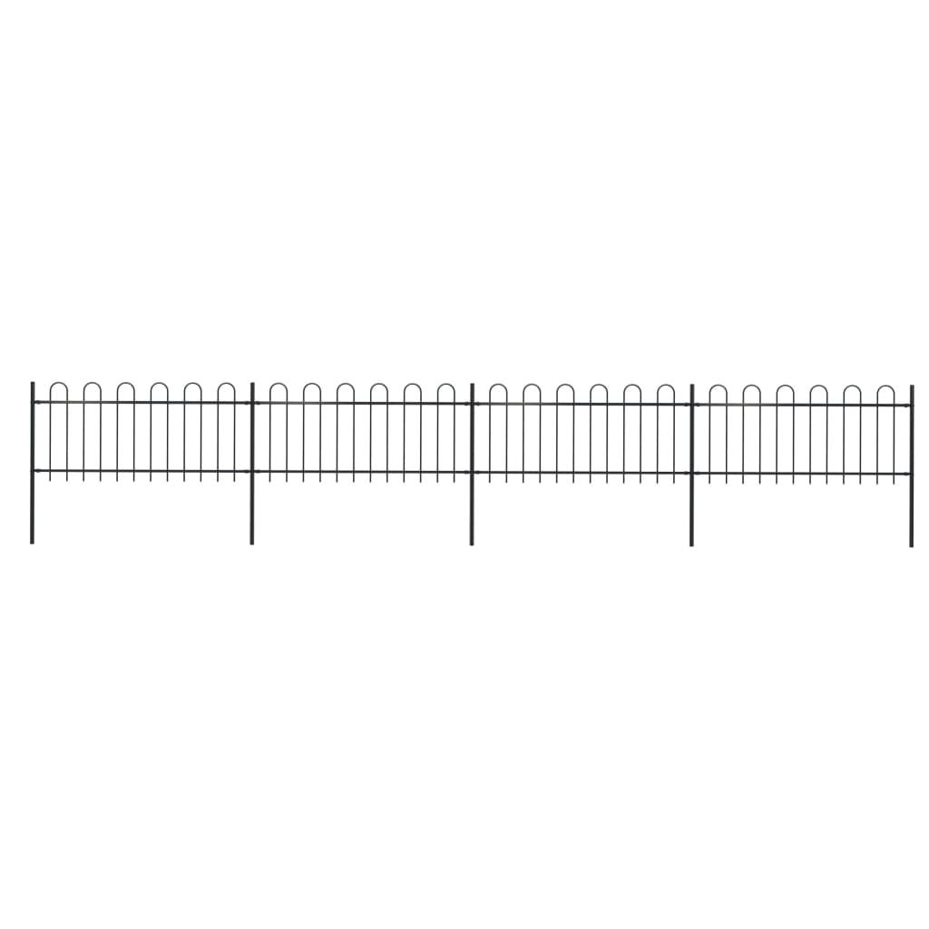 vidaXL Clôture de jardin avec dessus en cerceau Acier 6,8 x 0,8 m Noir