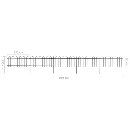 vidaXL Clôture de jardin avec dessus en cerceau Acier 8,5 x 0,8 m Noir