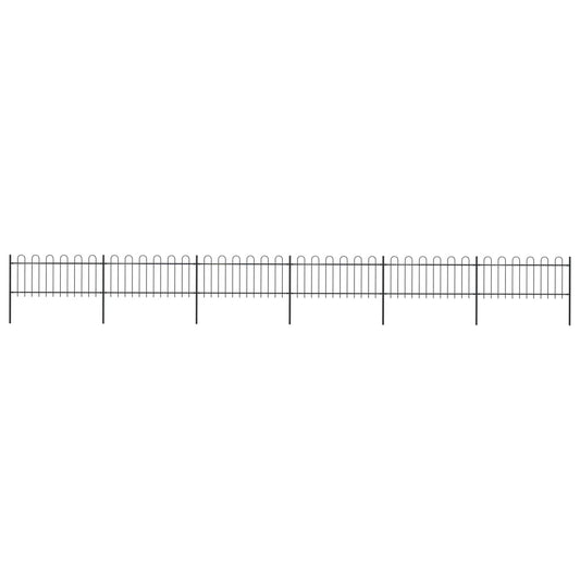 vidaXL Clôture de jardin avec dessus en cerceau Acier 10,2x0,8 m Noir