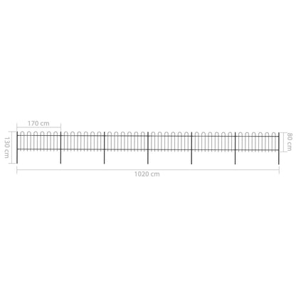 vidaXL Clôture de jardin avec dessus en cerceau Acier 10,2x0,8 m Noir