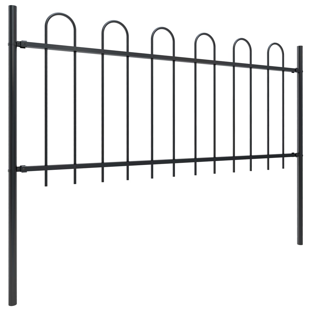 vidaXL Clôture de jardin avec dessus en cerceau Acier 11,9x0,8 m Noir