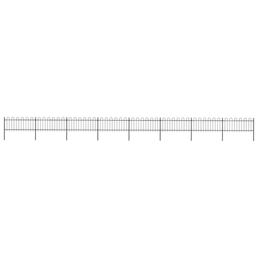 vidaXL Clôture de jardin avec dessus en cerceau Acier 13,6x0,8 m Noir