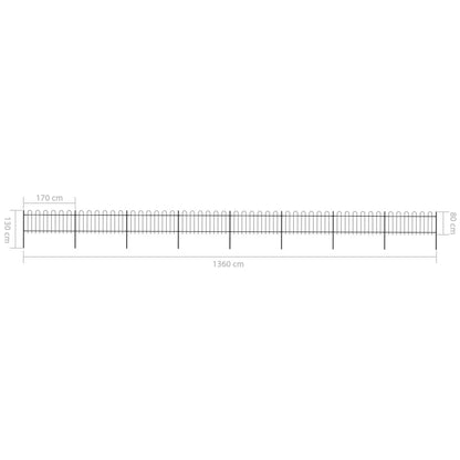 vidaXL Clôture de jardin avec dessus en cerceau Acier 13,6x0,8 m Noir