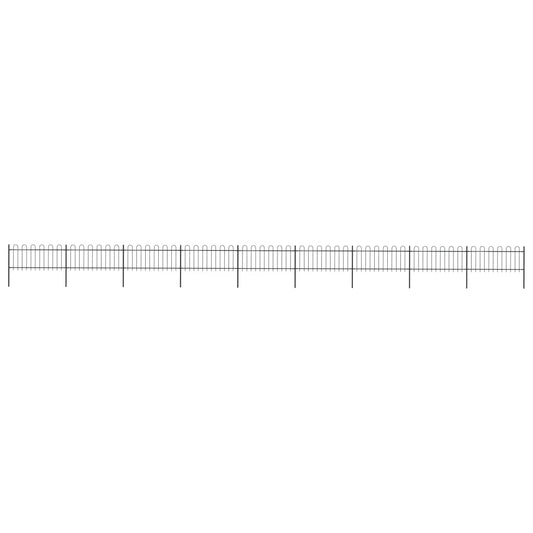 vidaXL Clôture de jardin avec dessus en cerceau Acier 15,3x0,8 m Noir