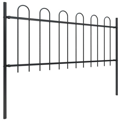 vidaXL Clôture de jardin avec dessus en cerceau Acier 15,3x0,8 m Noir