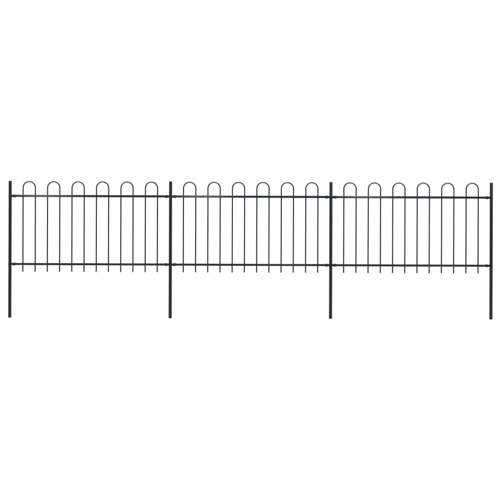 vidaXL Clôture de jardin avec dessus en cerceau Acier 5,1 x 1 m Noir