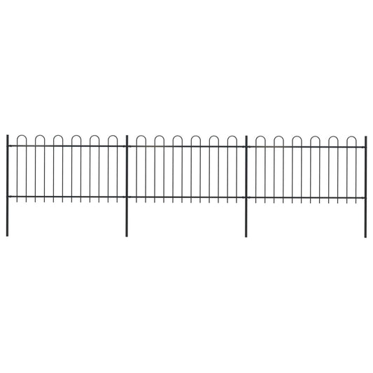 vidaXL Clôture de jardin avec dessus en cerceau Acier 5,1 x 1 m Noir