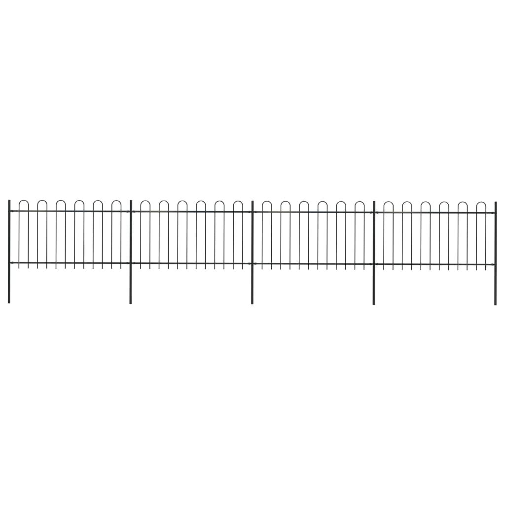 vidaXL Clôture de jardin avec dessus en cerceau Acier 6,8 x 1 m Noir