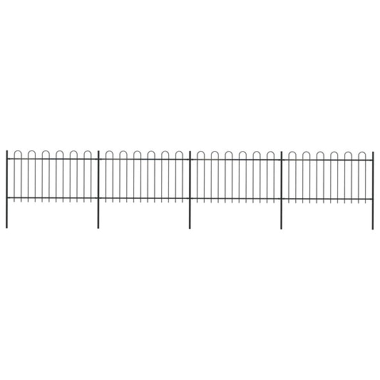 vidaXL Clôture de jardin avec dessus en cerceau Acier 6,8 x 1 m Noir
