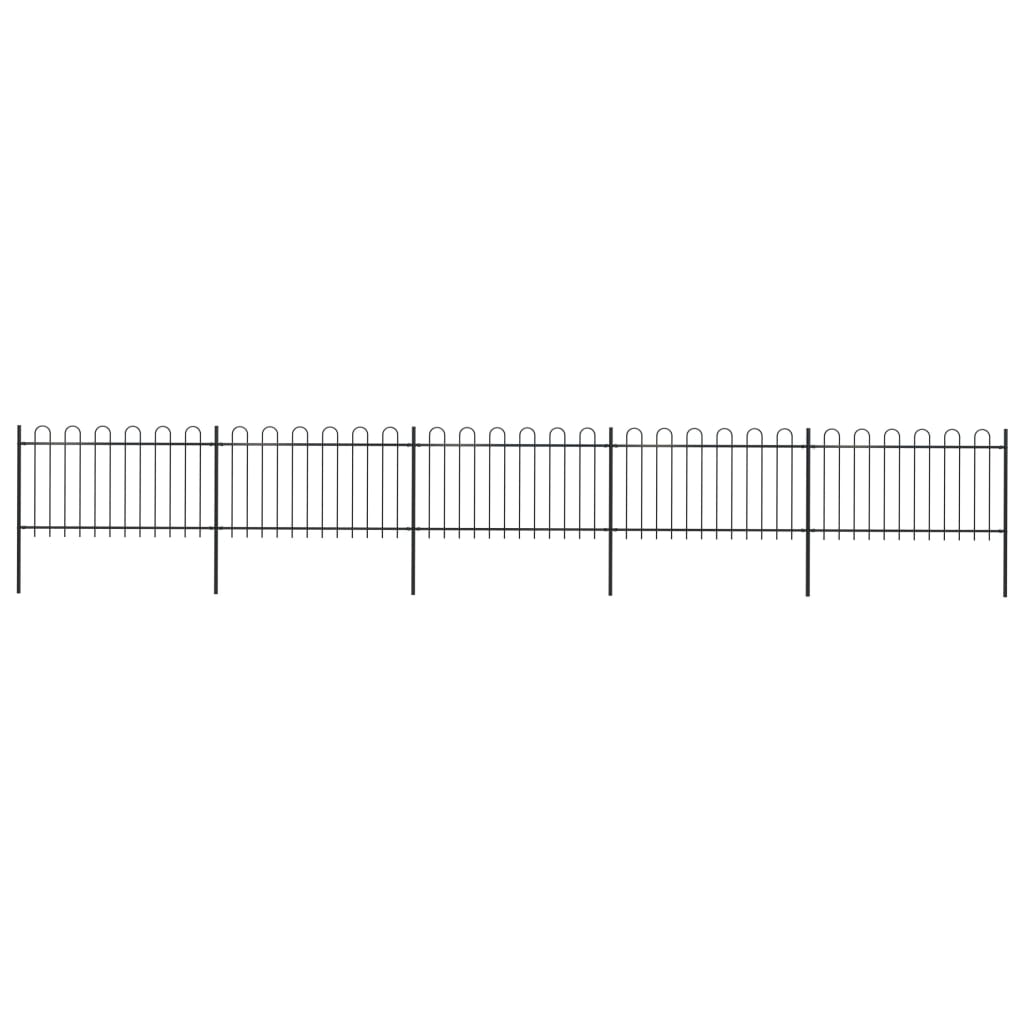 vidaXL Clôture de jardin avec dessus en cerceau Acier 8,5 x 1 m Noir