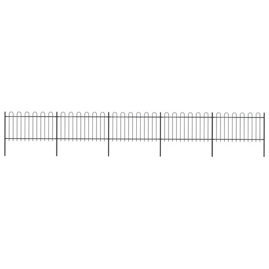 vidaXL Clôture de jardin avec dessus en cerceau Acier 8,5 x 1 m Noir