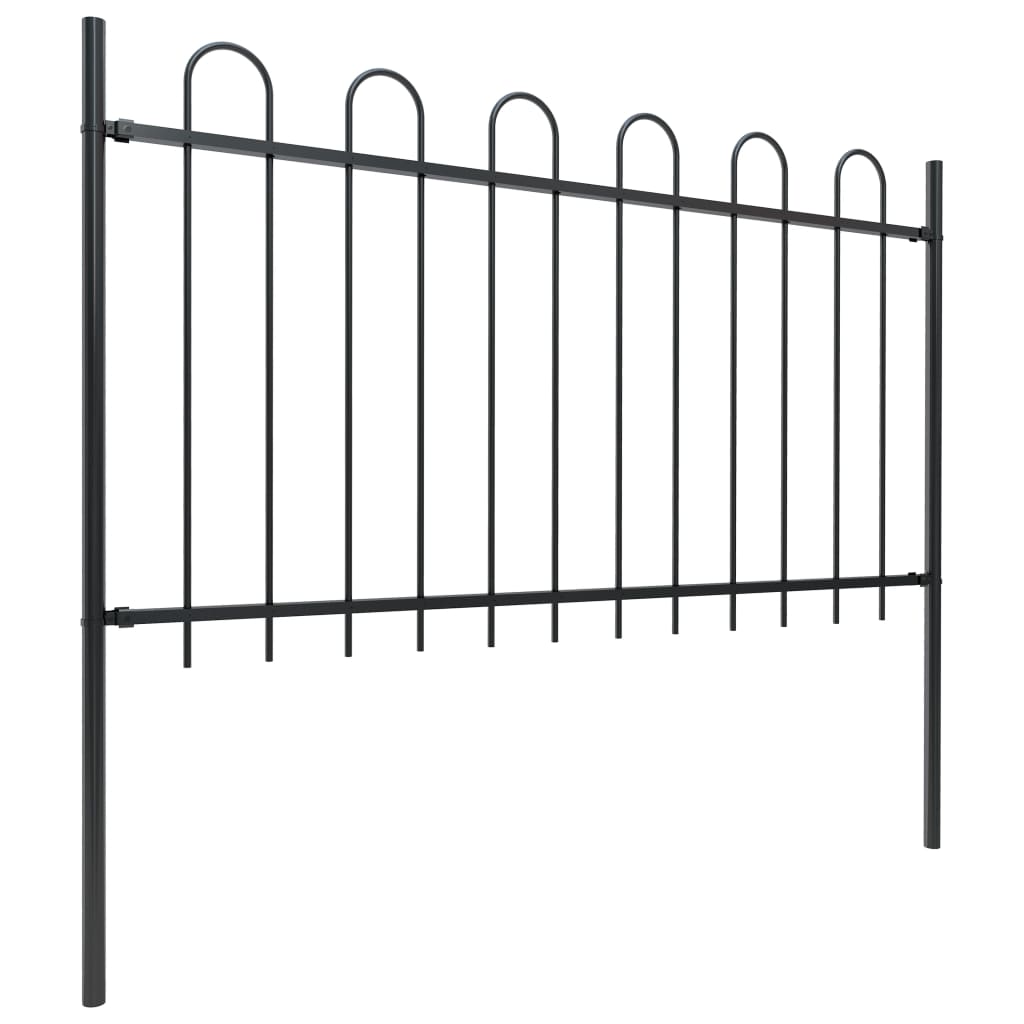 vidaXL Clôture de jardin avec dessus en cerceau Acier 8,5 x 1 m Noir