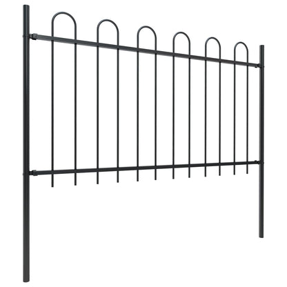 vidaXL Clôture de jardin avec dessus en cerceau Acier 8,5 x 1 m Noir