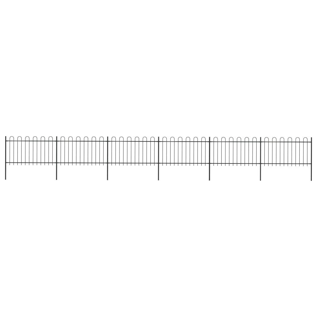 vidaXL Clôture de jardin avec dessus en cerceau Acier 10,2 x 1 m Noir