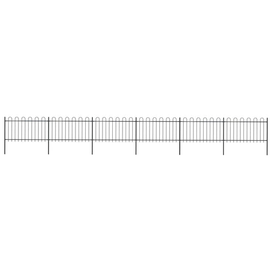 vidaXL Clôture de jardin avec dessus en cerceau Acier 10,2 x 1 m Noir