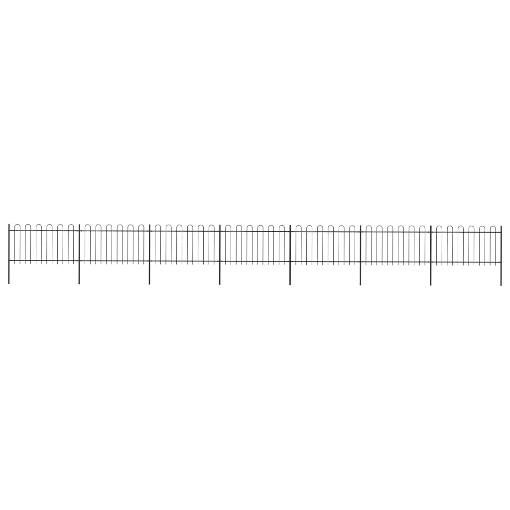 vidaXL Clôture de jardin avec dessus en cerceau Acier 11,9 x 1 m Noir