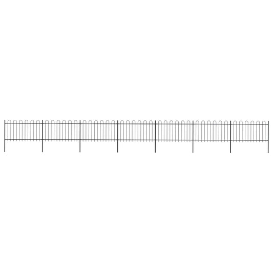 vidaXL Clôture de jardin avec dessus en cerceau Acier 11,9 x 1 m Noir