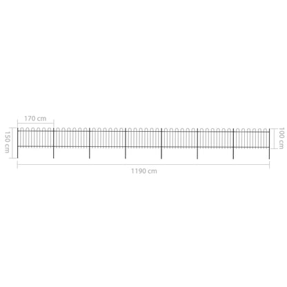 vidaXL Clôture de jardin avec dessus en cerceau Acier 11,9 x 1 m Noir