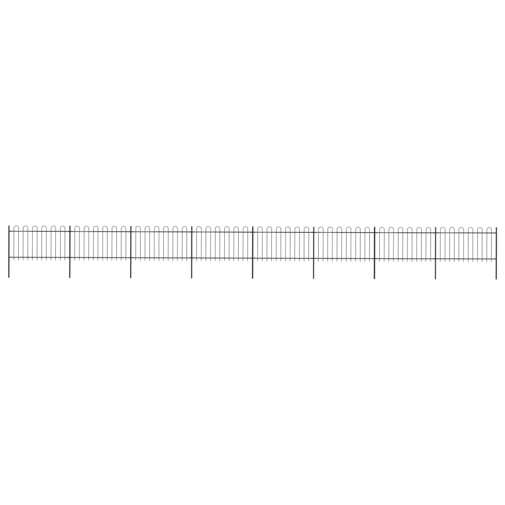 vidaXL Clôture de jardin avec dessus en cerceau Acier 13,6 x 1 m Noir