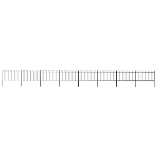 vidaXL Clôture de jardin avec dessus en cerceau Acier 13,6 x 1 m Noir