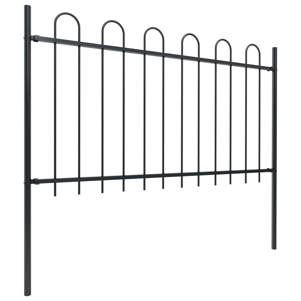 vidaXL Clôture de jardin avec dessus en cerceau Acier 13,6 x 1 m Noir