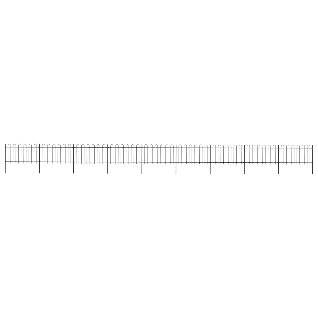 vidaXL Clôture de jardin avec dessus en cerceau Acier 15,3 x 1 m Noir