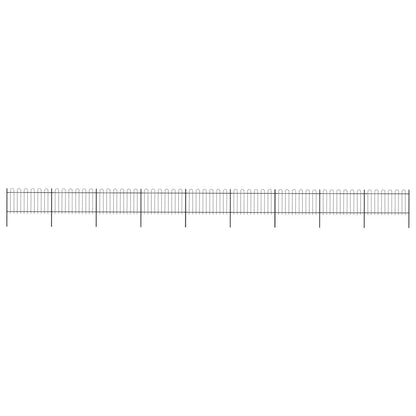 vidaXL Clôture de jardin avec dessus en cerceau Acier 15,3 x 1 m Noir