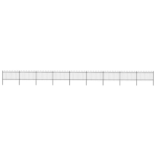 vidaXL Clôture de jardin avec dessus en cerceau Acier 15,3 x 1 m Noir