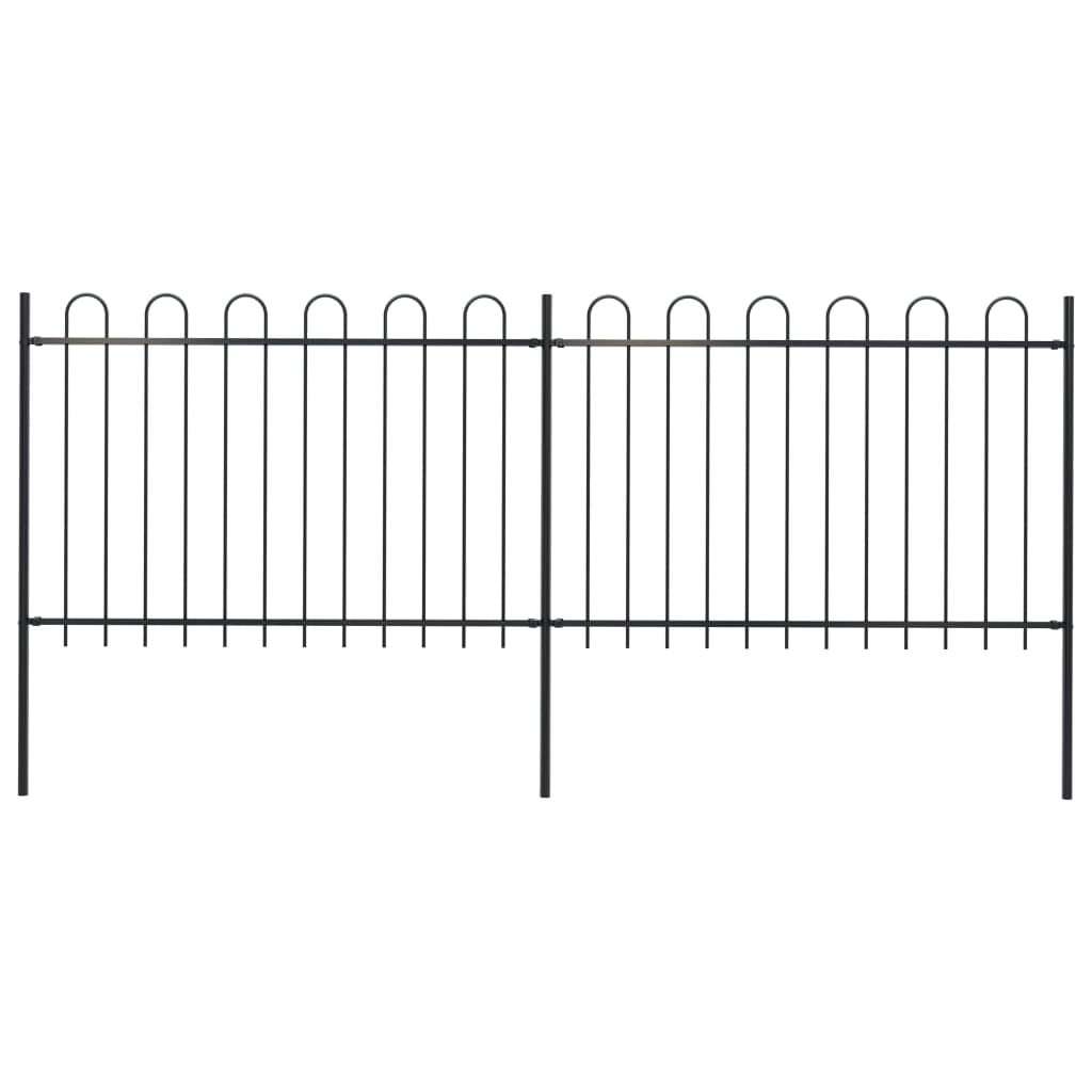 vidaXL Clôture de jardin avec dessus en cerceau Acier 3,4 x 1,2 m Noir