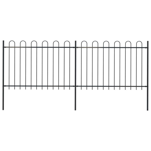 vidaXL Clôture de jardin avec dessus en cerceau Acier 3,4 x 1,2 m Noir