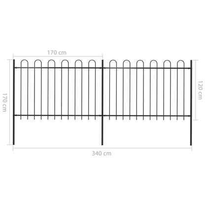 vidaXL Clôture de jardin avec dessus en cerceau Acier 3,4 x 1,2 m Noir