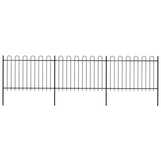 vidaXL Clôture de jardin avec dessus en cerceau Acier 5,1 x 1,2 m Noir