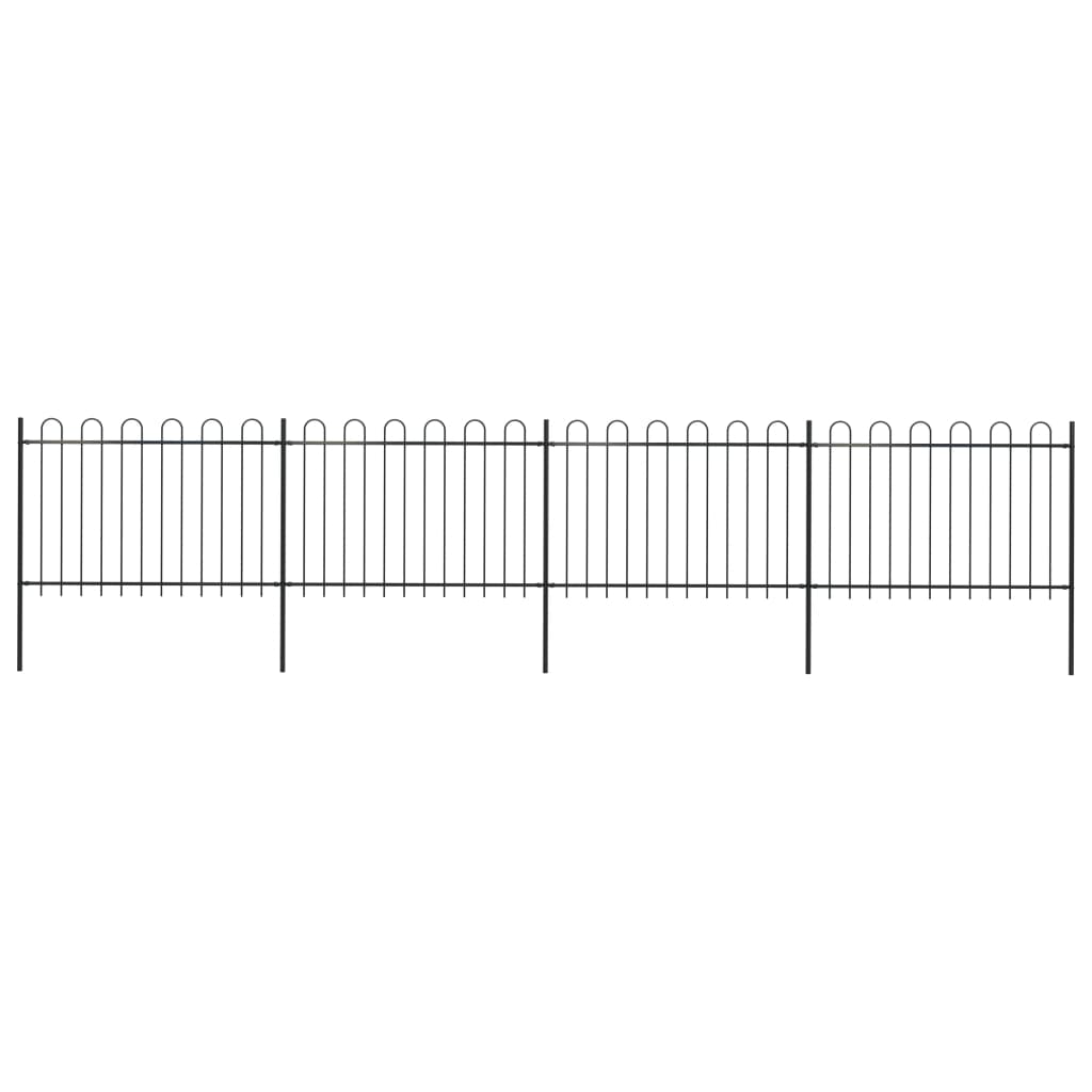 vidaXL Clôture de jardin avec dessus en cerceau Acier 6,8 x 1,2 m Noir