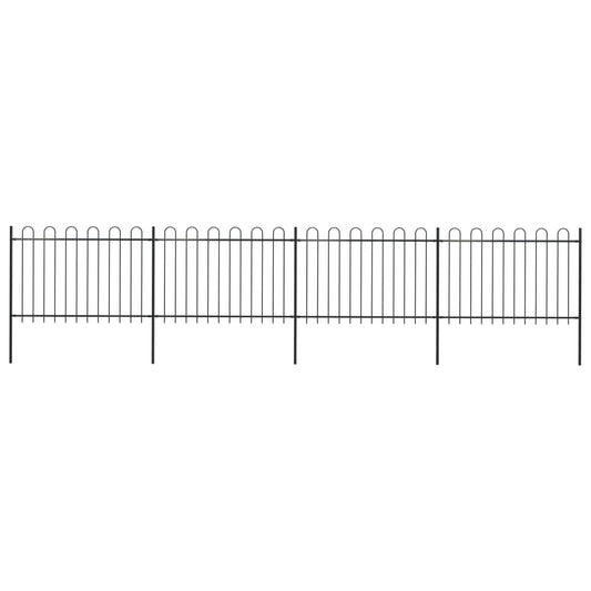 vidaXL Clôture de jardin avec dessus en cerceau Acier 6,8 x 1,2 m Noir