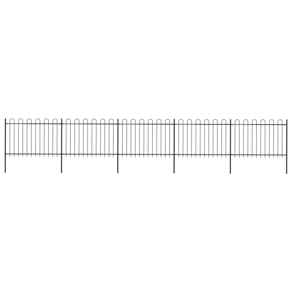 vidaXL Clôture de jardin avec dessus en cerceau Acier 8,5 x 1,2 m Noir