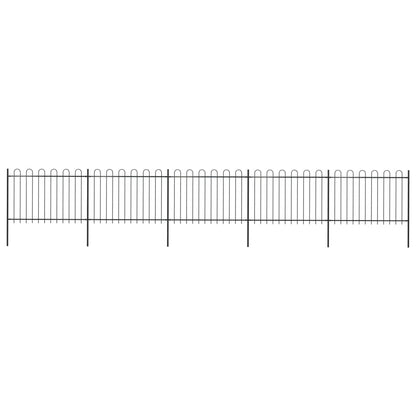 vidaXL Clôture de jardin avec dessus en cerceau Acier 8,5 x 1,2 m Noir