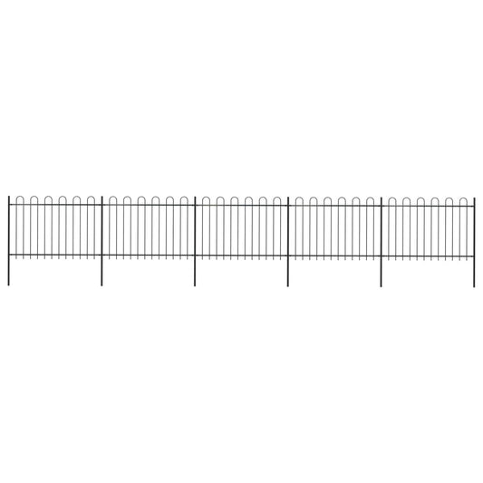 vidaXL Clôture de jardin avec dessus en cerceau Acier 8,5 x 1,2 m Noir