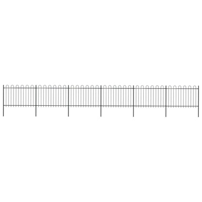 vidaXL Clôture de jardin avec dessus en cerceau Acier 10,2x1,2 m Noir
