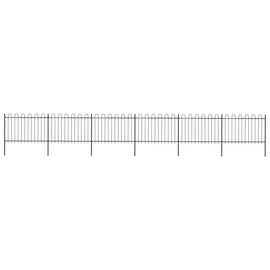 vidaXL Clôture de jardin avec dessus en cerceau Acier 10,2x1,2 m Noir